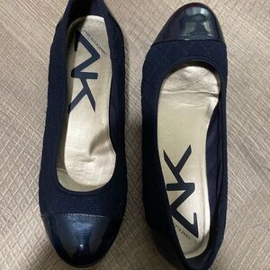 Anne Klein Sport Navy Blue Cap Toe Flats